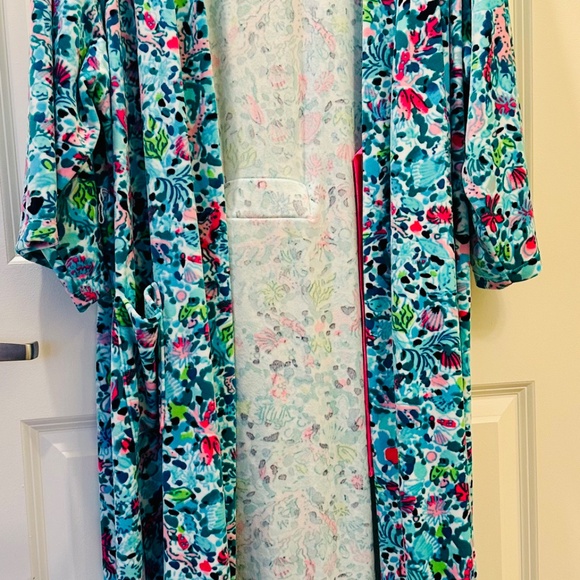 Lilly Pulitzer  Elaine Velour Midi Kimono Robe, L/XL - Picture 6 of 6